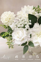 Ling's moment Artificial Wedding Flowers Combo, White & Sage, Grand - Image 3