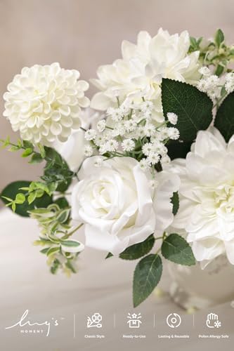 Ling's moment Artificial Wedding Flowers Combo, White & Sage, Grand - Image 3