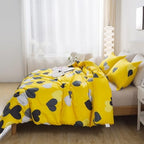Caressma Farmhouse Yellow Queen Size Comforter Set 3 Pieces Bedding Set with Black Heart All Season Fluffy Soft Lightweight(1 Comforter & 2 Pillowshams) - Image 4