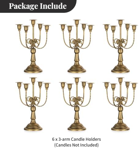 NUPTIO Candelabra Taper Candle Holder: Distressed Gold 5 Arm Candles Holder - Image 6