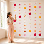 6 Pcs Pink and Orange Hanging Flowers Garland Artificial Floral Garland - Image 4
