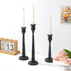 Heavy Duty Cast Iron Black Candlestick Holders Set of 3,Tall Taper Candle Holders,Table Vintage Decor Centerpiece Candle Holders for Fireplace Party Dining Home - Image 5
