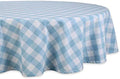 DII Light Blue Tablecloth, 70 Inch Round, Blue & White Buffalo Check Plaid by DII