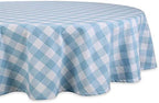 DII Light Blue Tablecloth, 70 Inch Round, Blue & White Buffalo Check Plaid by DII