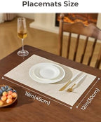 Leetaltree Woven Vinyl Beige Placemats Set of 12, Linen Look & Easy to Clean - Image 4