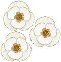 DILATATA 3 Pcs Metal Flower Wall Art Set 10 Inch Rustic Modern Floral Sculpture 3D Metal Flower Wall Hanging Accent for Indoor Living Room Bedroom Kitchen Bathroom Garden Patio Decor - White by DILATATA