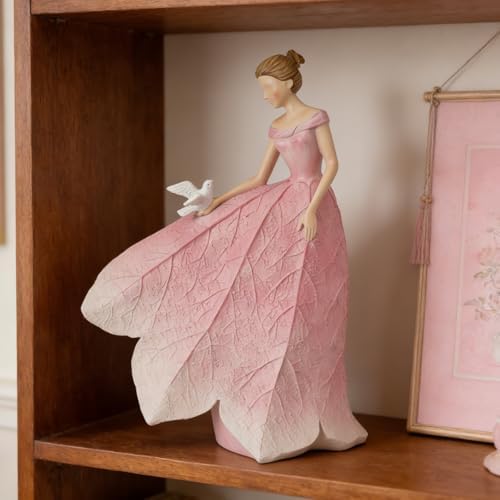 Guichifun Pink Leaf Angel Girls Fairy Statue, 8.5 x 5.25 x 12 Inch - Image 2