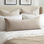 MIULEE Decorative Linen Lumbar Pillow Cover 14x36 Inch Natural Linen by MIULEE