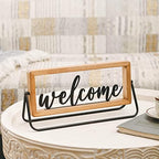 NIKKY HOME Wooden Welcome Sign, Rustic Table Signs Freestanding Word Sign - Image 2