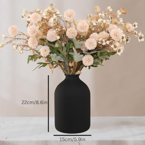 Large Black Vase for Flowers Decor Living Room - 8.6in Tall, Matte Black - Image 5