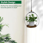 hismocal Hanging Planters for Indoor Plants,Plant Hanger with Sturdy Wood Base,Modern Boho Macrame Plant Hanger,Wall Ceiling Window Stands(Plants/Pots Not Included) (2 Pack-Circle) - Image 6
