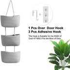 TeoKJ Over the Door Hanging Basket, 3-Tier Woven Cotton Wall-Mounted Storage Organizer Bag Decorative Hanging Nursery Baskets, Gray - Image 6