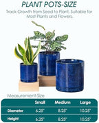 vancasso Ceramic Planters, Plant Pots for Indoor Plants, 6.25+8.25+10.25 Inch Ceramic Pots for Plants, Flower Pots with Drainage Holes (Blue, 6.25+8.25+10.25 Inch) - Image 3