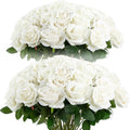 Cliselda 72pcs White Roses Artificial Silk Fake Flower Bulk for Home Decor by Showthebeautyoflife