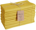 Hemstitch Cloth Dinner Napkins Cotton Set of 12 - Soft Durable Washable - Ideal for Farmhouse Parties Wedding Christmas Easter - Perfect Everyday Use Table Cloth Napkins 18x18 Yellow by CottonCove