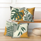 4 Pcs/Set Tropical Leaves Throw Pillow Covers Boho Summer Green Leaf Botanical Monstera Farmhouse Minimalist Linen Pillow Cases for Home Outdoor Sofa Couch Decorative, 22"x22" - Image 4