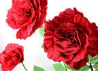 Set of 3 - Giant Red Velvet Rose Large Handcrafted Artificial Flower Props for Wedding, Home, Party, Event, Backdrop Decoration for Anniversary Birthday Valentine's Day (Red - Rose Heads Only) - Image 2