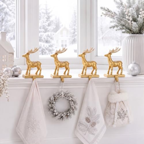 4 Pcs Christmas Reindeer Stocking Holder for Mantel Deer Stocking Hangers - Image 5
