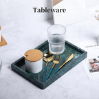 YMXYJM Real Natural Marble Tray for Bathroom, Genuine Marble Stone Vanity Tray, Luxury Storage Trays for Kitchen, Vanity, Home Decor, Dresser, Non-Resin/Non-Ceramic, 12"x 8"x 1.2", Dark Green - Image 5