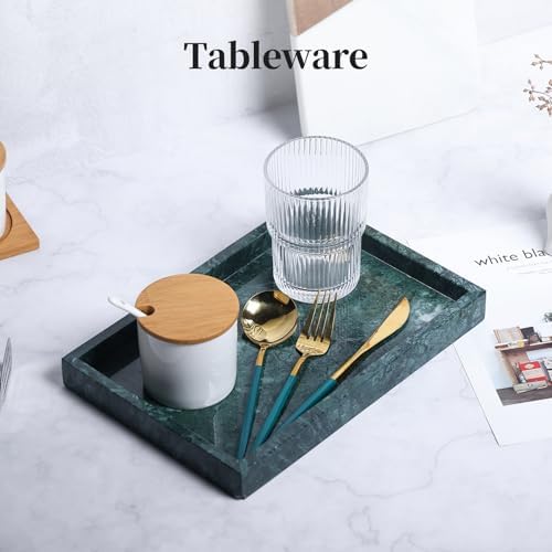 YMXYJM Real Natural Marble Tray for Bathroom, Genuine Marble Stone Vanity Tray, Luxury Storage Trays for Kitchen, Vanity, Home Decor, Dresser, Non-Resin/Non-Ceramic, 12"x 8"x 1.2", Dark Green - Image 5