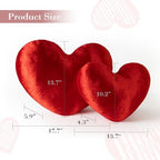 AELS Heart Shaped Pillow, Set of 2, Heart Decorative Throw Pillows, Love Pillows Cute Pillow 20 & 16 Inches, Valentines Day Decorations, Wedding Decor, Living Room Bedroom Nursery Decor, Shiny Red - Image 3