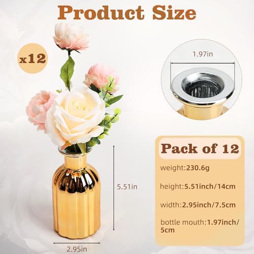 Small Gold Bud Vases, Set of 12 - Image 3