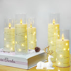 kakoya Flameless LED Candles with Timer 5 Pc Flickering Flameless Candles for Romantic Ambiance and Home Decoration Stable Acrylic Shell,with Embedded Star String，Battery Operated Candles（Ivory） - Image 3