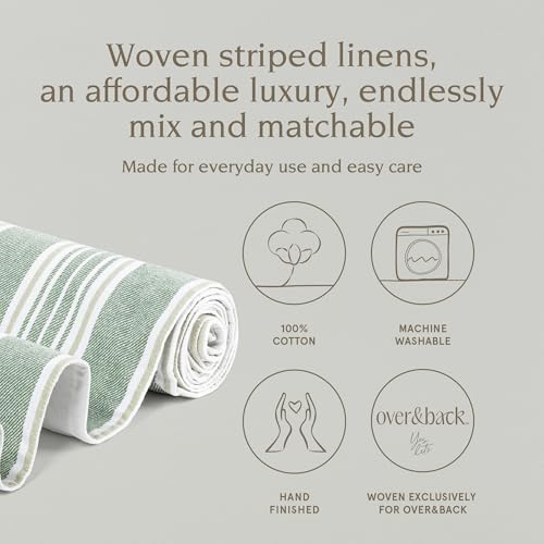Over&Back 18x90 Woven Striped Table Runner - Washable Table Runners for a Custom Home Decor Tablescape - Coffee Table, Dinner Table, Living Room - Green - Image 2