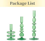 Hewory Green Taper Candle Holders Set, 3 PCS Glass Candlestick Holders - Image 6