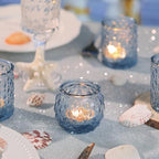 DARJEN Blue Votive Candle Holders Set of 24- Round Candle Holders Bulk, Glass Candle Holder for Vintage Decoration, Tea Lights Candle Holders for Wedding Shower, Party & Gift - Image 2