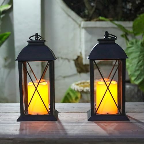 Bdor 13 Inch Outdoor Decorative Lanterns with LED Candle Timer 2 Pack Cross - Image 2