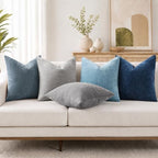 decorUhome Soft Chenille Haze Blue Throw Pillow Covers 20X20 Set of 2 - Image 2