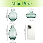 Glass Bud Vases Set of 12, Hewory Cute Green Small Vases Handmade, Mini Glass Flower Vase for Floral Arrangement, Tiny Centerpiece for Home Office Wedding Party Events Table Decor (Not Include Flower) - Image 3