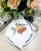 Embroidered Cloth Napkin Bird and Pine Christmas Cotton Napkins Set of 6, 20x20 Hemstitch Table Napkins Machine Washable, Daily & Christmas, Great Gift Ideas - Image 2
