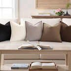 decorUhome Fall Light Brown Linen Throw Pillow Covers 26x26 Set of 2 - Image 4