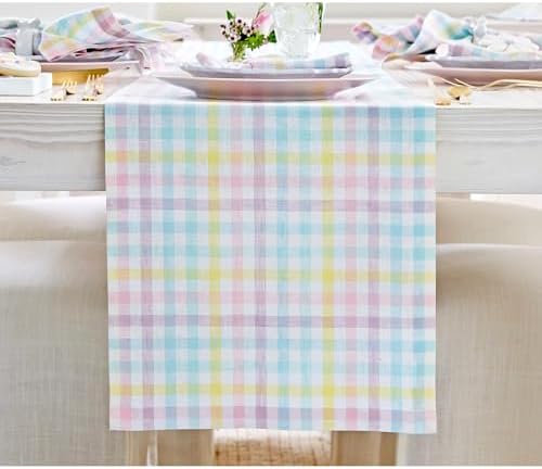 Solino Home 100% Pure Linen Table Runner Gingham, Gingham Check 14 x 60 in by SolinoHome