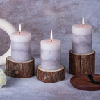 KONNI Layered Pillar Candles Set of 3, 3"x 4" Table Decor Gray - Image 3