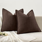 MIULEE Pack of 2 Reddish Brown Euro Shams Chenille Pillow Covers 24x24 Inch - Image 6