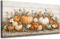 WAXWHELK Pumpkin Fall Canvas Wall Art, Autumn Thanksgiving Rustic Farmhouse Painting Pictures, Floral Pumpkin Artwork for Living Room Bedroom Home Decor (16"x32") by Unknown