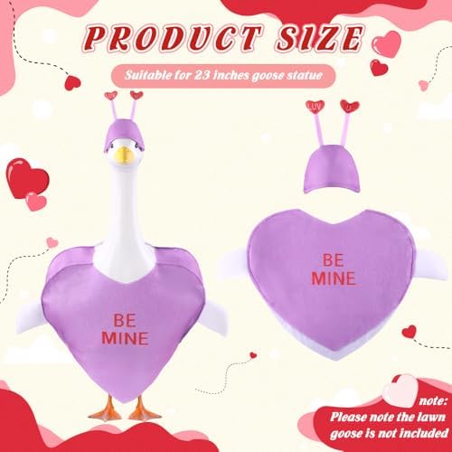 Valentine's Day Goose Outfit for 23" Porch Goose Holiday Purple Heart Cloths Costume Valentines Party Outdoor Garden Patio Yard Lawn Art Decoration(Be Mine) - Image 3