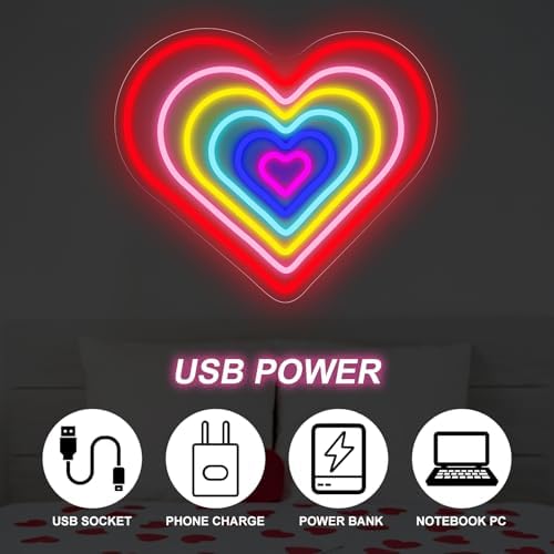 Rainbow Heart Neon Sign Romantic Love LED Light Gift for Lover - Image 4