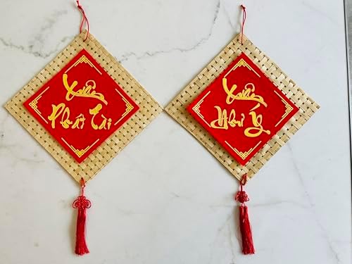 2 Pieces Vietnamese New Year Decorations Door/Window Stickers, Red Hanging Ornaments, Lunar New Year Home/Office Decorations (Different Designs)- Do Treo Trang Tri TET by Unknown