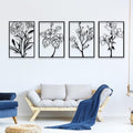 Metal Flower Wall Decor Art Living Room, Black Floral Wall Art Home Decor by ZNZAPO