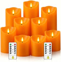 Eebuss Flameless Candles with Remote Timer, Battery Operated Realistic Flickering LED Candles, 9 Packs Fake Candles for Home Decor (D3 x H 3" 4" 5" 6" 7") Orange by Eebuss