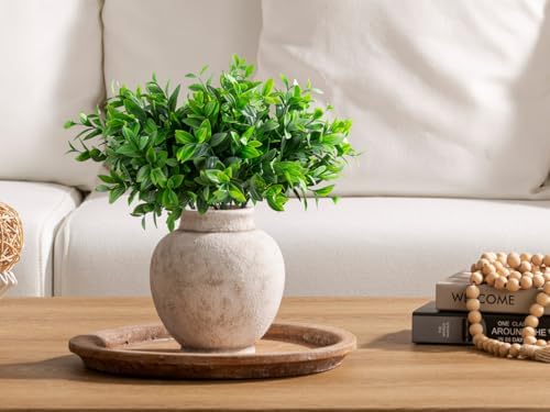 Ceramic Flower Vase, Rustic Farmhouse Decorative Vase Pottery Pampas Grass Vases for Home Decor Table Living Room Entryway Mantel Bookshelf Bedroom Bathroom Kitchen - 6.7" D - Image 4