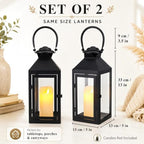 JHY DESIGN Set of 2 Farmhouse Decorative Lanterns 13" H Hurricane Candle Lanterns Rustic Lanterns Centerpieces for Home Garden Front Porch Indoor Outdoor Paritie and Wedding(Black) - Image 2