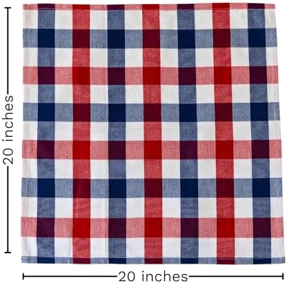Red White and Blue Cloth Napkins - Reusable Patriotic Cloth Napkins - 100% Cotton 4th of July Napkins, 12-Pack, 20"x20", Patriotic Decor Napkins for Summer BBQs (Red, Blue & White) - Image 2