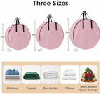 36 Inch Round Storage Bag 1 Pack,Pure Color Pink Waterproof Wreath Storage Container with Handles&Zipper Monochrome Closet Organizer Bags Garland Box - Image 7
