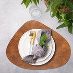 ADRIMER Placemats, Heat Resistant Round Placemats Set of 12 Washable 13 x 17 Inch, Waterproof Table Mats Wipeable for Kitchen, Dining Room Table Christmas Decor, Turmeric Brown - Image 5