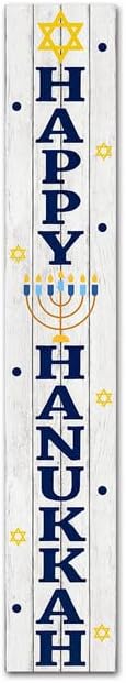 FemiaD Hanukkah Decorations Vertical Wooden Hanukkah Porch Sign Happy Hanukkah Porch Décor Standing Hanging Holiday Party Signs Wall Door Decorations Chanukah Wood Welcome Sign for Home 8x63inch by Unknown